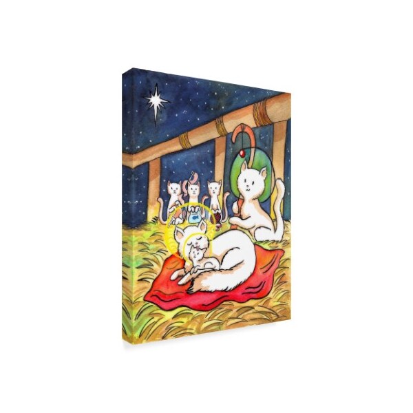 Abraal 'Christmas Cats Night' Canvas Art,24x32